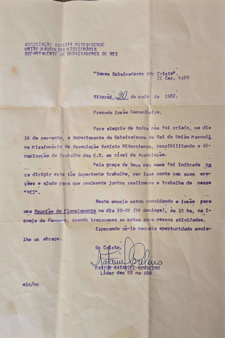 Criação do Daerni primeira Carta Pr Nataniel embaixadores do rei niteroi rj