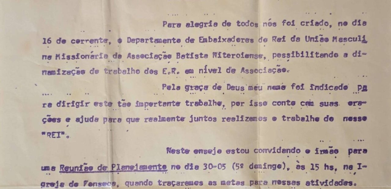 Criação do Daerni primeira Carta Pr Nataniel embaixadores do rei niteroi rj